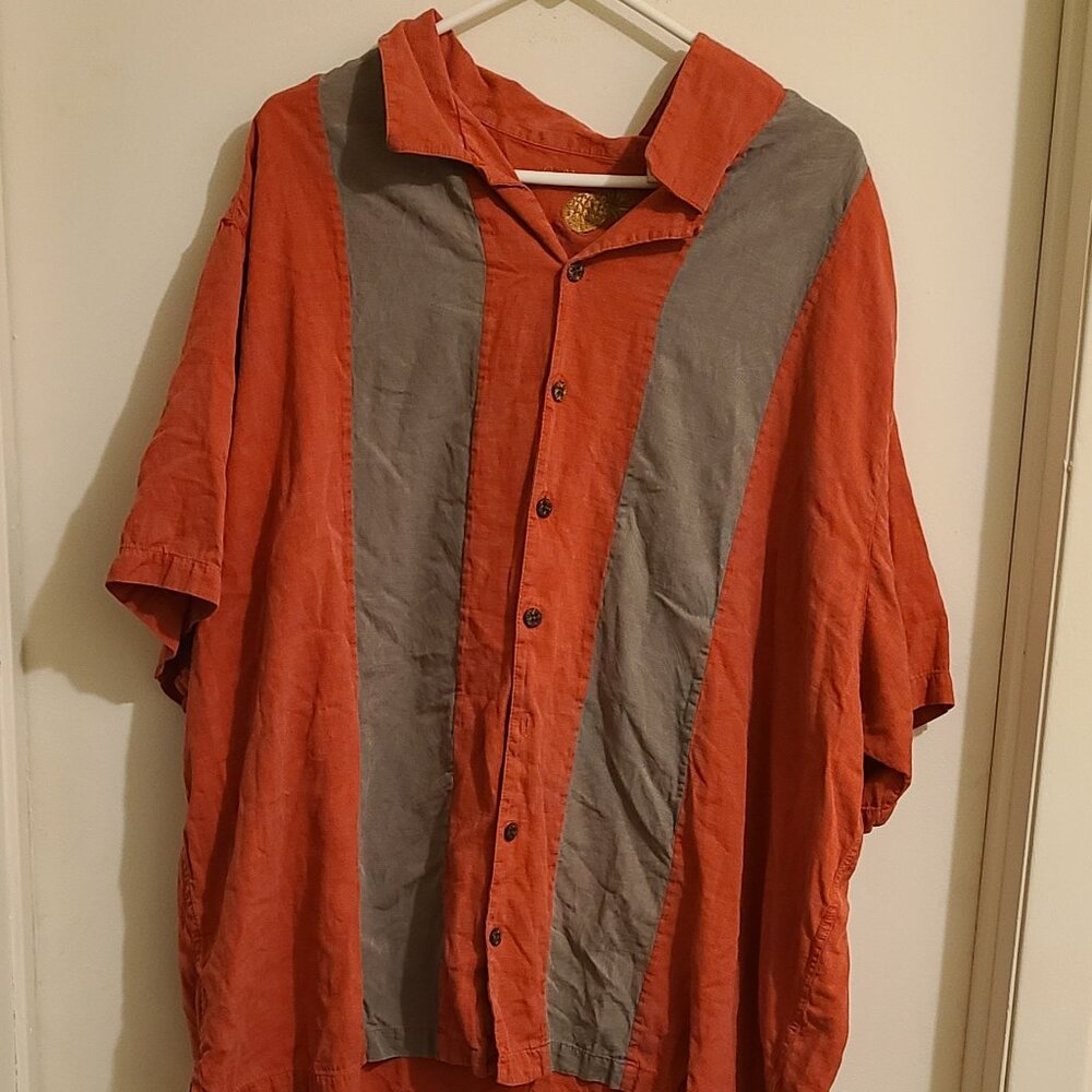 Caribbean Hawaiian Style Short Sleeve Button Down Shirt 4XL Missing Button